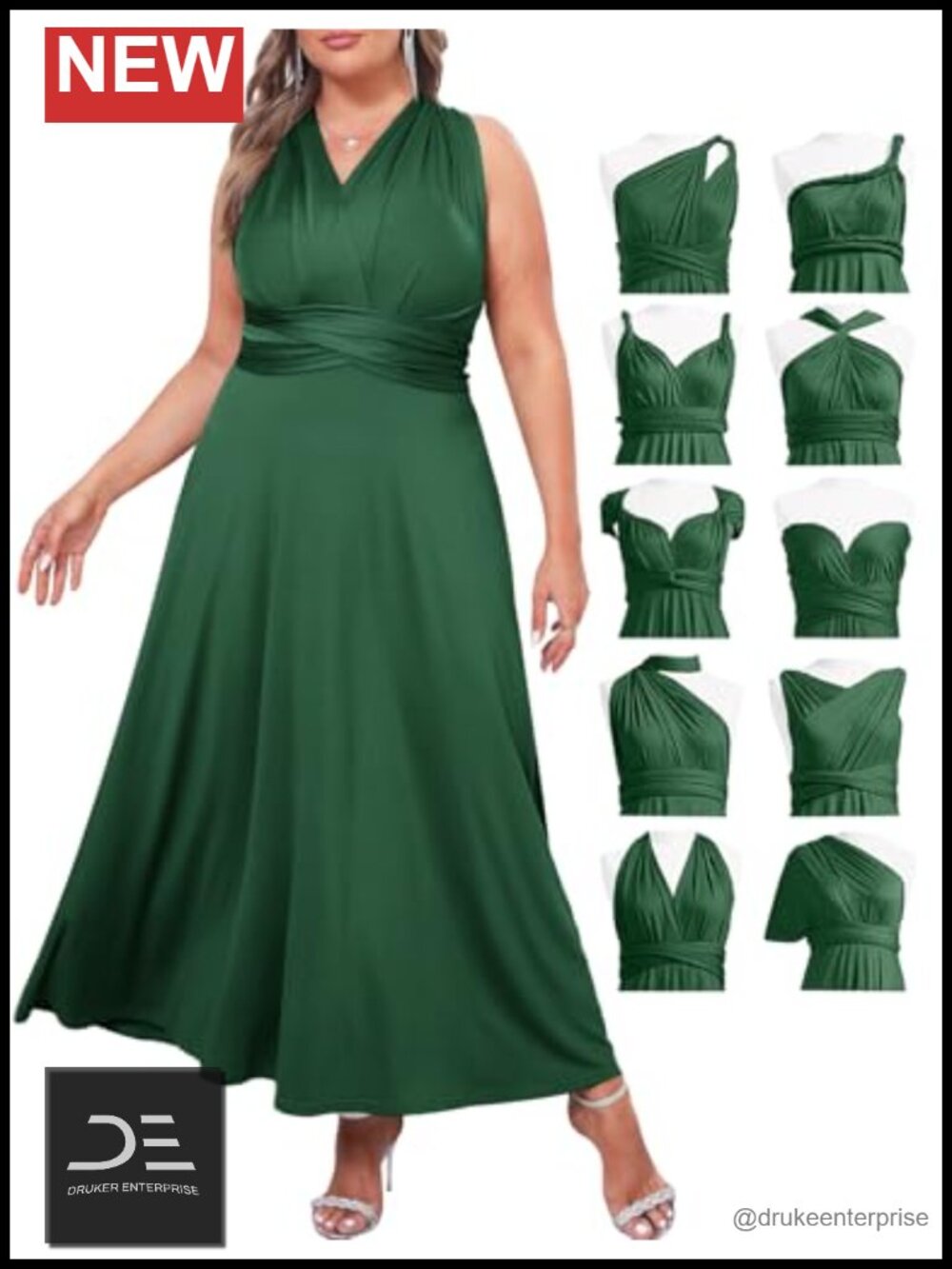 ZOMVA Plus Size Infinity Convertible Maxi Dress with Bandeau Formal Evening Gown